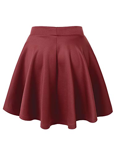 Made By Johnny Mbj Wb211 Women'S Basic Versatile Stretchy Flared Skater Skirt For Girl L Wine thumb #1