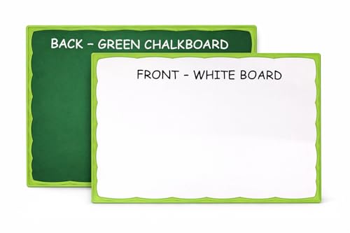 Image of YAJNAS Slate Double Sided Whiteboard and Green Chalkboard for Kids, Non-Toxic Learning Board, 16x12 Inches (40.5x30 cm), Assorted Frame Colors