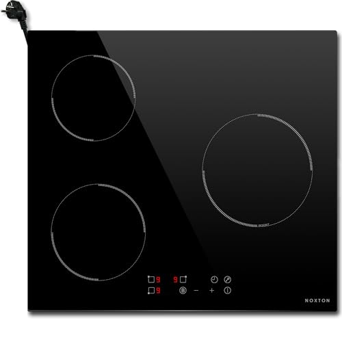 Plaque Induction 3 Feux avec Prise, Plaque de Cuisson Electrique Encastrable, Table de Cuisson...