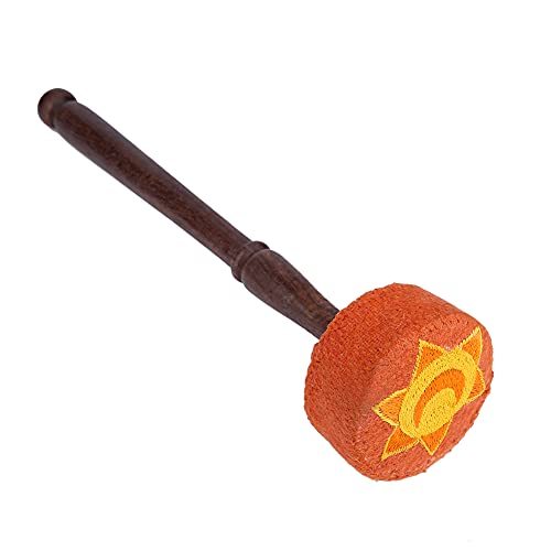 QANYEGN Hard Wood Felted Strikers Mallet Stick, Buddhism Singing Bowl Mallet Strikers, Felt Strikers Sound Bowl Meditation Mallet for Prayer Yoga (six petal lotus orange)