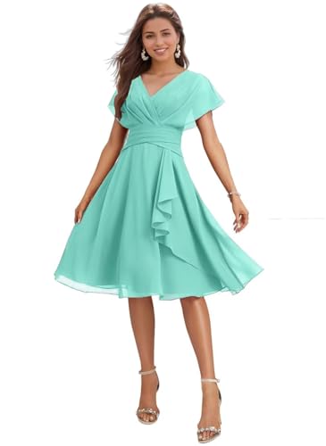 Turquoise Bridesmaid Dresses for Wedding Summer Knee Length Homecoming Dress