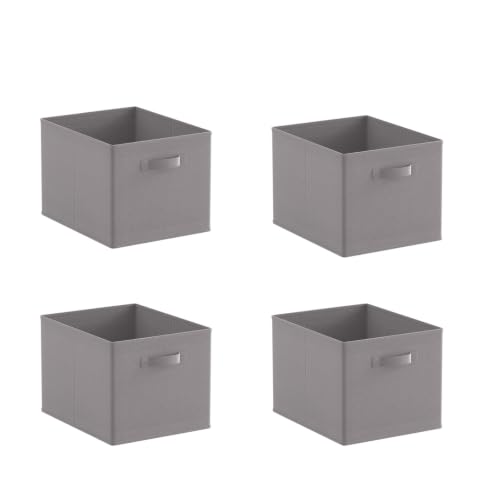 Image of Homullel Cube Storage Unit Box Set of 4, Fabric Storage Box Insert Organizer for Shelves Unit, Closets, 33x38x33 cm, Grey