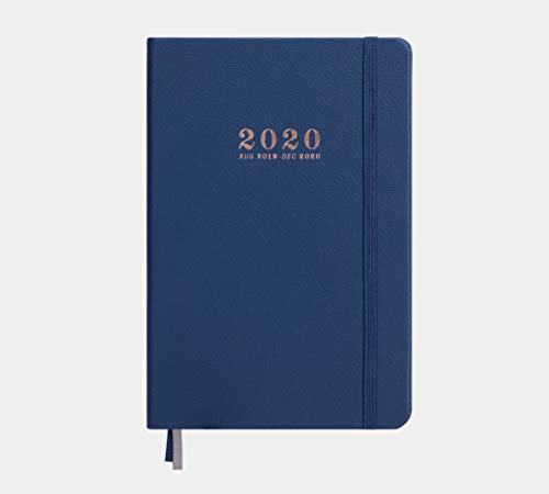 Minimalism Art, Academic Daily Planner, 17-Month Agenda(August 2019-December 2020), Monthly And Weekly Dated Calendar Organizer Book, A5 Thicker Paper, 240 Pages, Gusseted Pocket, Hard Cover, Blue #TOP2