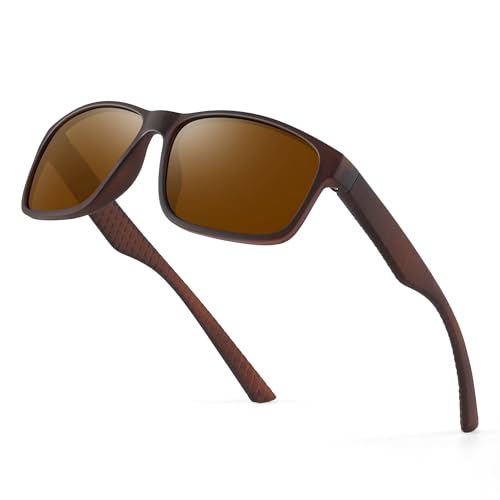 Occhsouo Sonnenbrille Herren Polarisiert Damen UV400 Schutz Sport Sunglasses Men Women Unisex Ultraleichte Rechteckig Rahmen Schwarz Retro Polarisierte Sonnenbrillen für Angeln, Fishing, Fahren, Ski