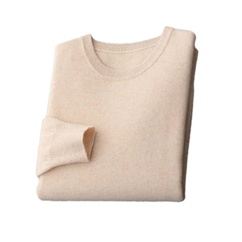 Men's Merino Wool Sweater Round Neck Long Sleeve Thin Solid Color Soft Warm Pullover Sweater