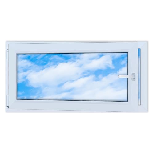 LORAC | Finestra in PVC bianca, 1200x600mm, DIN Sinistra, inclinabile e apribile, doppio vetro, a risparmio energetico – Finestra con certificato CE per cantina e appartamento