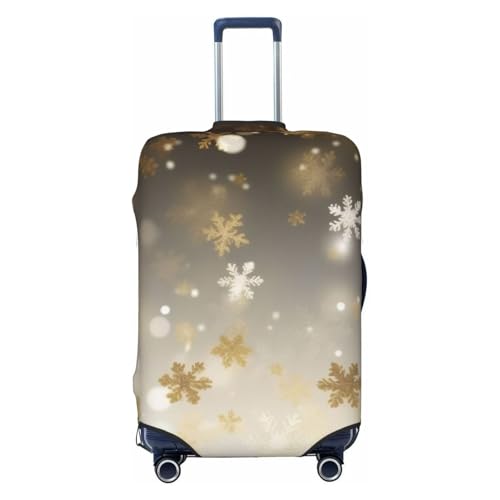 Gold Silk Christmas Print Luggage Suitcase Covers Elastic Washable Luggage Protector Luggage Covers For Suitcase