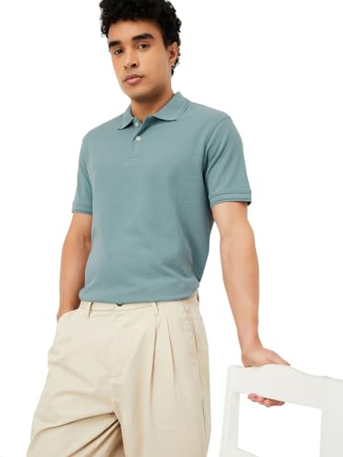 Image of Max Mens Cotton Blend Regular Fit Half Sleeves Solid Polo T-Shirt