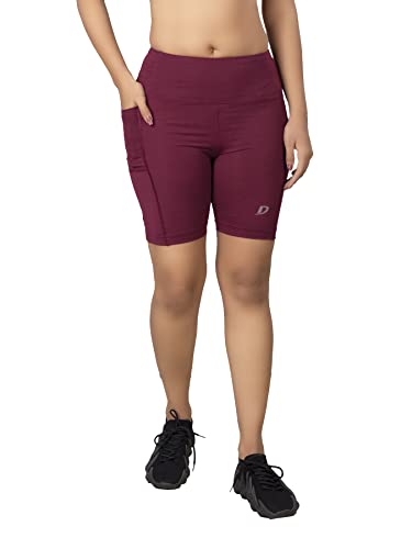 Image of DECISIVE Fitness Yoga Gym Sports Workout Cycling Running Tights Shorts with Side Pocket for Women & Girls
