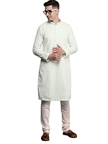 Image of Manyavar Men's Chikankari Sequin Work Kurta Set (2pcs)