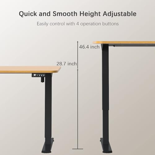 Furmax Electric Height Adjustable Standing Desk Large 55 x 24 Inches Sit Stand Up Desk Home Office Computer Desk Memory Preset with T-Shaped Metal Bracket, Maple