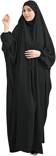 En bit bön muslimsk klänning för kvinnor Abaya Islamisk klänning Mellanöstern Dubai Turkiet Abaya Kaftan Maxi med Hijab-klänning i hela kroppen, Blå, one size