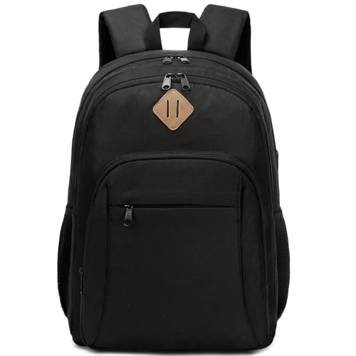 Beaulyn Black Backpack for School College Teens, Anti Theft Travel Laptop Backpack for Men and Women, Waterproof Bookbag with USB Charging Port