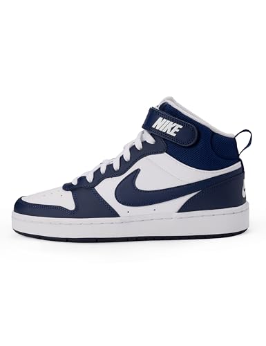 Nike Big Kid's Court Borough Mid 2 Shoes, White/Blue...