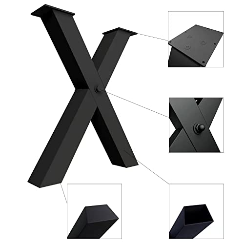 Orgerphy 30” Black Metal Table Legs (2Pcs)| Dining Table Legs X-Frame Heavy Duty Furniture Legs Desk Legs Bench Legs | Metal Legs For Coffee Table Furniture Bench Legs (30”H X 25.2”W) #TOP6