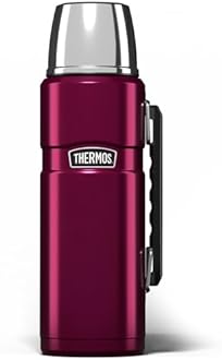 Thermos - Stainless King Raspberry Travel Flask (1.2L) - Premium Leak Proof Insulated Tea & Coffee Flask, Hot & Cold Drinks, Built-in Cup, Twist-Pour Stopper, BPA-Free, Durable Steel