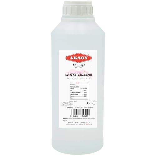 Aksoy Distilled White Spirit Vinegar 1.5L | Perfect for Cleaning Pickling Marinating Cooking & Natural Weed Killer | Food-Grade & Multi-Purpose Vinegar