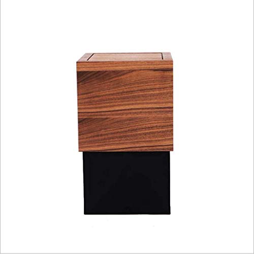 Trash Bin Wastebasket Trash Can Wood Trash Can Small Decorative Trash Bin for Bedroom Kitchen Office Wastebasket Brown Shake Cover Recycling Bin for Bathrooms Home Offices Brown (Brown)