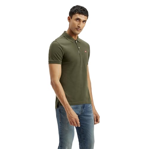 Image of Levi's Men's Solid Slim Fit Polo T-Shirt Olive