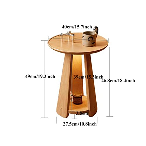 Table Basse Moderne et Ronde en Bois avec Étagère de Rangement - 4