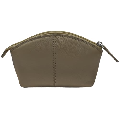Image of ili New York Genuine Leather RFID Blocking Cosmetic Makeup Pouch - Taupe