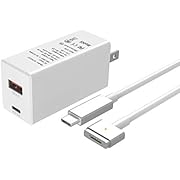65W GaN USB C PD 3.0 QC 2.0 Charger,Magnetic 2 Power Adapter Mac Book Mini Travel Charger,USB C to Magnetic 2 Connector for Mac Book Pro 13inch(2012-2015),Mac Book Air (2012-2017) Type C Wall Charger