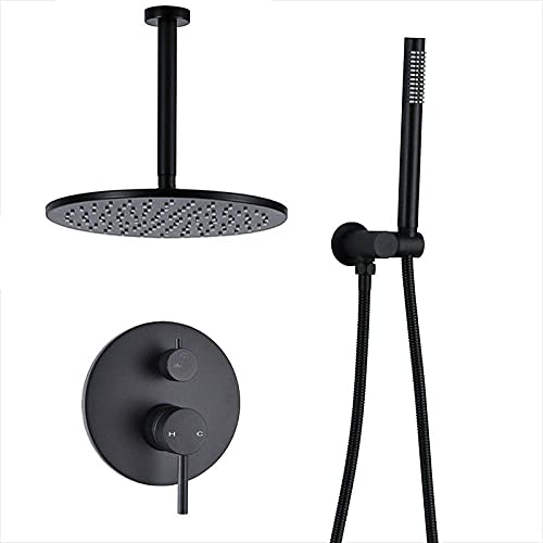 Système de douche en laiton avec inverseur et ciel de pluie au plafond