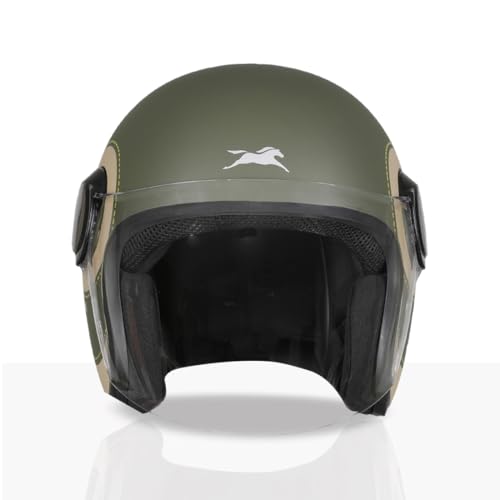 Image of TVS Silk Route Helmet for Men & Women | Vintage Open Face Helmet with Clear Visor | ISI & DOT Certified | ABS Shell | EPS Liner | Retro Stylish for City & Highway Riding