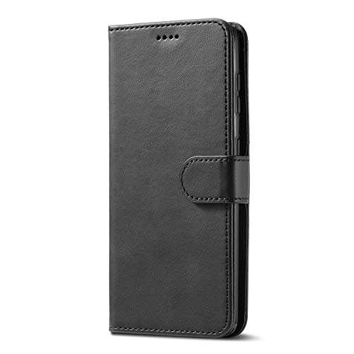 Étui portefeuille Samsung S21 FE en cuir véritable noir avec rangements cartes