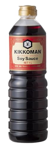Image of Kikkoman Naturally Brewed Soy Sauce - 1 Litre | Made in Japan, All Purpose Seasoning - 4 ingredients- Soy Beans, Salt, Water, Wheat | Vegetarian, No Added Colour or Preservatives