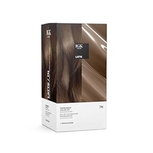 IGK Permanent Hair Dye Color Kit | 7 N Latte – Dark Natural Brown | 100% Gray Color Coverage + Strengthen + Shine | Ammonia Free