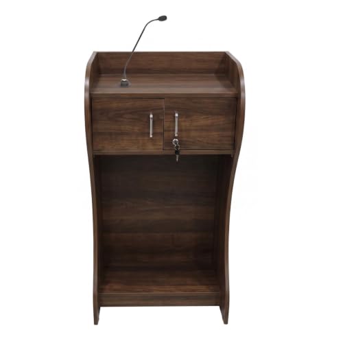 Image of TEKAVO KRONX Podium Lectern for Classroom, Auditorium, Office, Church & School | Sleek & Modern Lecture Stand | Ideal for Presentations, Speeches & Events,Mic /Portable(63x46x120 cm - Ghanateak)