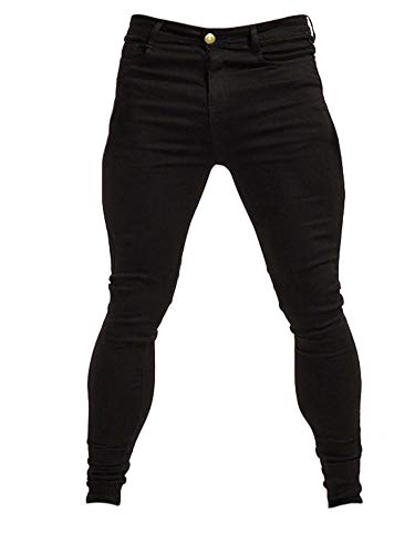 Andongnywell Men's Black Skinny Fit Stretch Jeans Men Slim Denim Pencil Pants Comfy Fashion Straight Jean