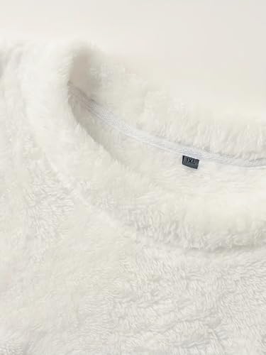 Mens Big and Tall Fleece Pajamas Set Pullover Pants Fluffy Plush Warm Loungewear Crewneck Sleepwear XL-9XL4