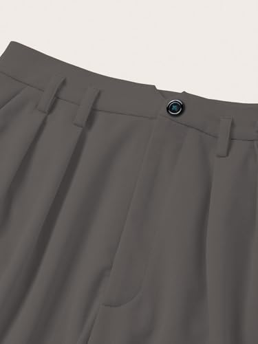 Image of Shasmi Women's High Waist Pleated Straight Leg Trousers - Elegant Solid Color Work Pants with Pockets, Casual Office Wear Polyester Blend Wide Leg Suit Pants (Trouser 235)