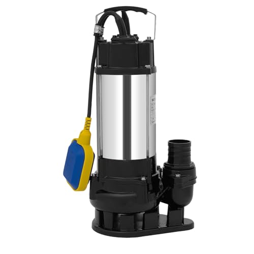 Sewage Grinder Pump, 1/2HP Sewage/Effluent Pump with Automatic Float Switch, 80 GPM Submersible Sump Ejector Sewer Pumps for Basement Sump Basin Residential Sewage, 33ft Max Lift