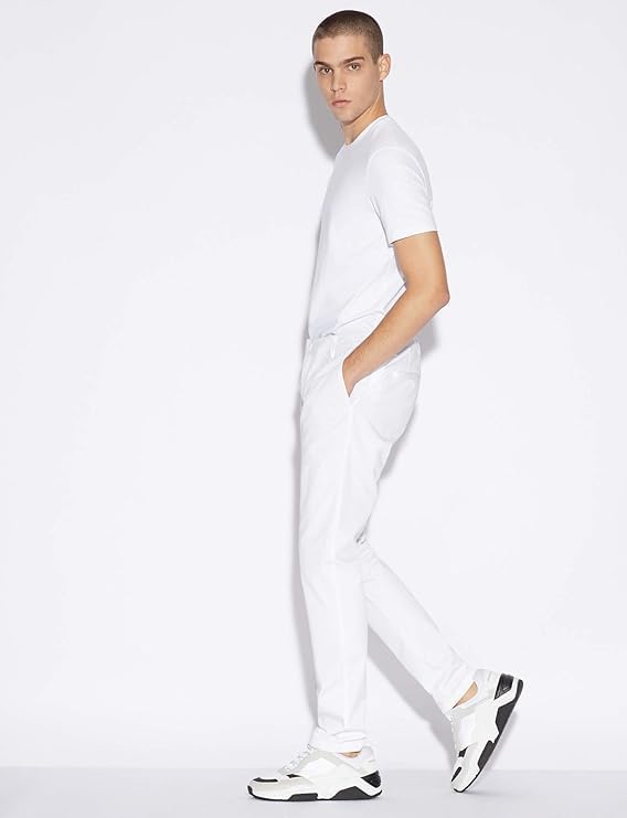 A | X ARMANI EXCHANGE Men's Basic Stretch Dobby Chino, White, 34S3