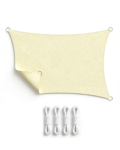 Sonnensegel 3x4m Rechteckig, HDPE Sonnenschutz, UV-Schutz, Wasserabweisend, Reißfest...