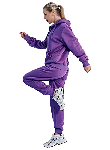Facitisu Women 2 Piece Outfits Fleece Sweatsuits Tracksuits Lounge Hoodie Sets with Pockets2