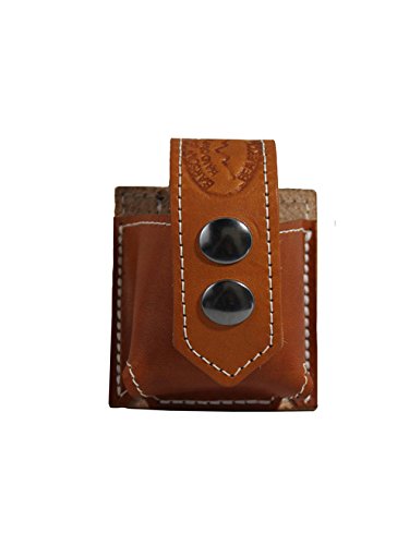 Barsony Tan Leather Belt Clip Revolver Speed Loader Pouch for 5-6 Shot .38 .22