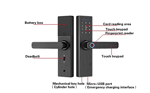 Serrure de porte intelligente WiFi pour maison connectée accès par empreinte et code - 3