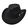 Willheoy Cowboy Hat for Women Western Hat for Men Cowboy Felt Hat Adjustable Outdoor with Shapeable Brim (UK, Numeric, 7, 7 1/4, Black 3#) #4