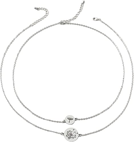 Colar fashion 2 peças para pais e filhos, joias para esculpir dente-de-leão, colares com pingente aj