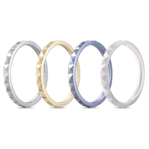 Image of Egnaro Silicone Wedding bands women:2.5mm Wide - 2mm Thick Gold and Silver Rubber Rings with Half Size,4-8 Variety Multipack