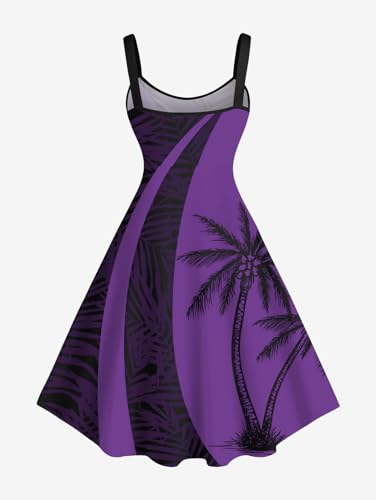 Image of ROSE GAL Matchable Couple Hawaiian Coconut Tree Print Shirt or Plus Size Knee Length Fit and Flare Tank Dress