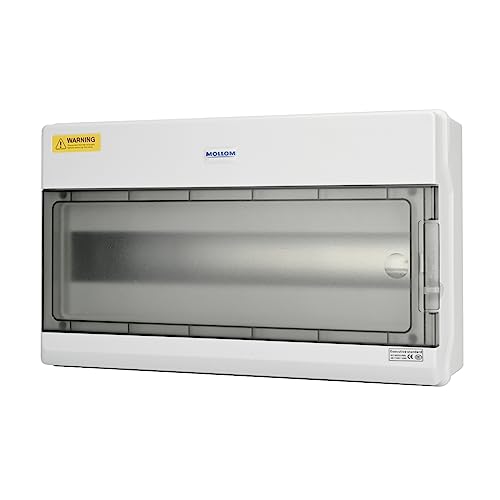 Mollom 18 Way Power Distribution Box with Bus Bars and Din Rail