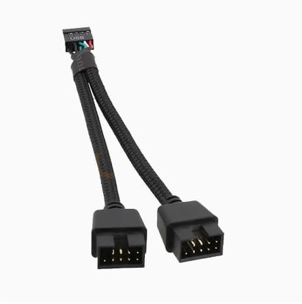 AYHYHLJZJ Divisor USB 2.0 de 9 pines, divisor US B Header Splitter 1 a 2, 9 Pin USB Splitter con trenzado de nailon, placa base USB Splitter, negro USB Hub Interno para ordenadores PC placas base