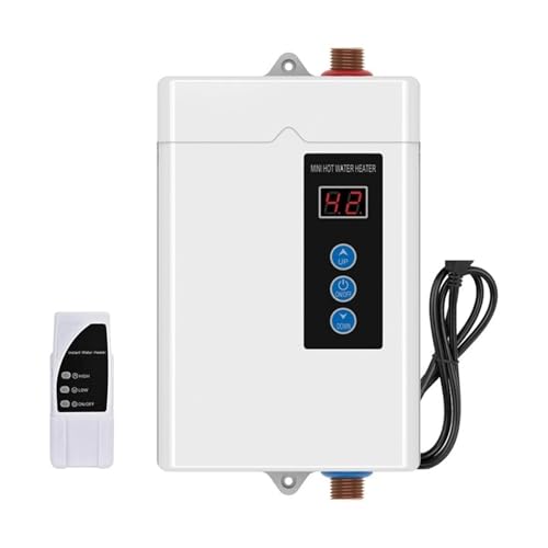 Calentador de agua Calentador De Agua Eléctrico Sin Tanque De 3000W, Calentador De Agua Instantáneo Con Control Remoto, Calor De Agua Con Pantalla Táctil LCD Ahorra energía(Bianco)