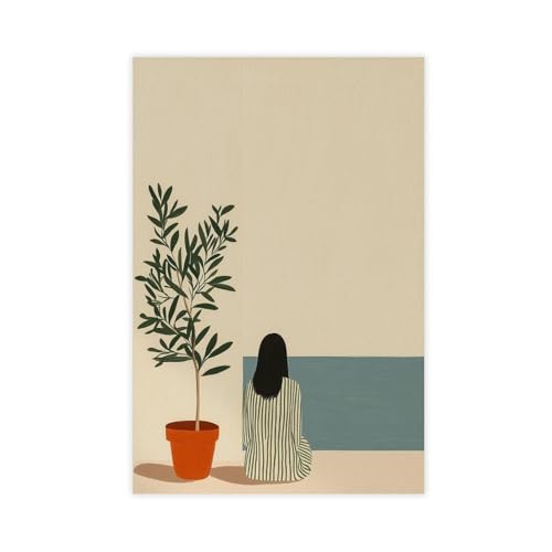 Poster moderne scandinave femme assise pour raviver un mur blanc de chambre