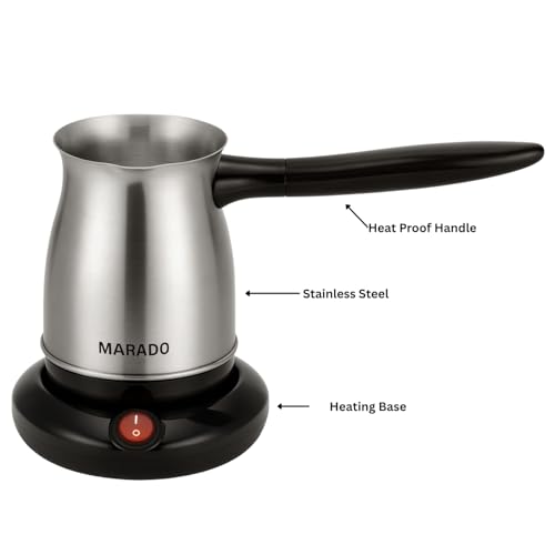 Image of MARADO stainless steel body mini portable electric coffee maker tea electric kettles, tea kattle tea maker electric kettle hot water tea boiler pot kettles (600ml)